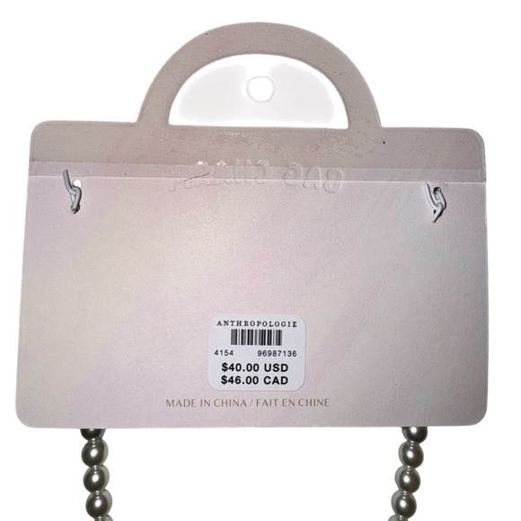 Anthropologie Bag Charm Pearl Chain Silver Fringe Purse Accessory - Picture 4 of 4